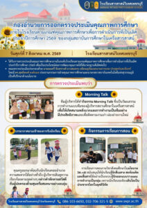 การประเมินคุณภาพการศึกษาภายในโรงเรียน จากคณะกองอำนวยการโรงเรียนในเครือสารสาสน์